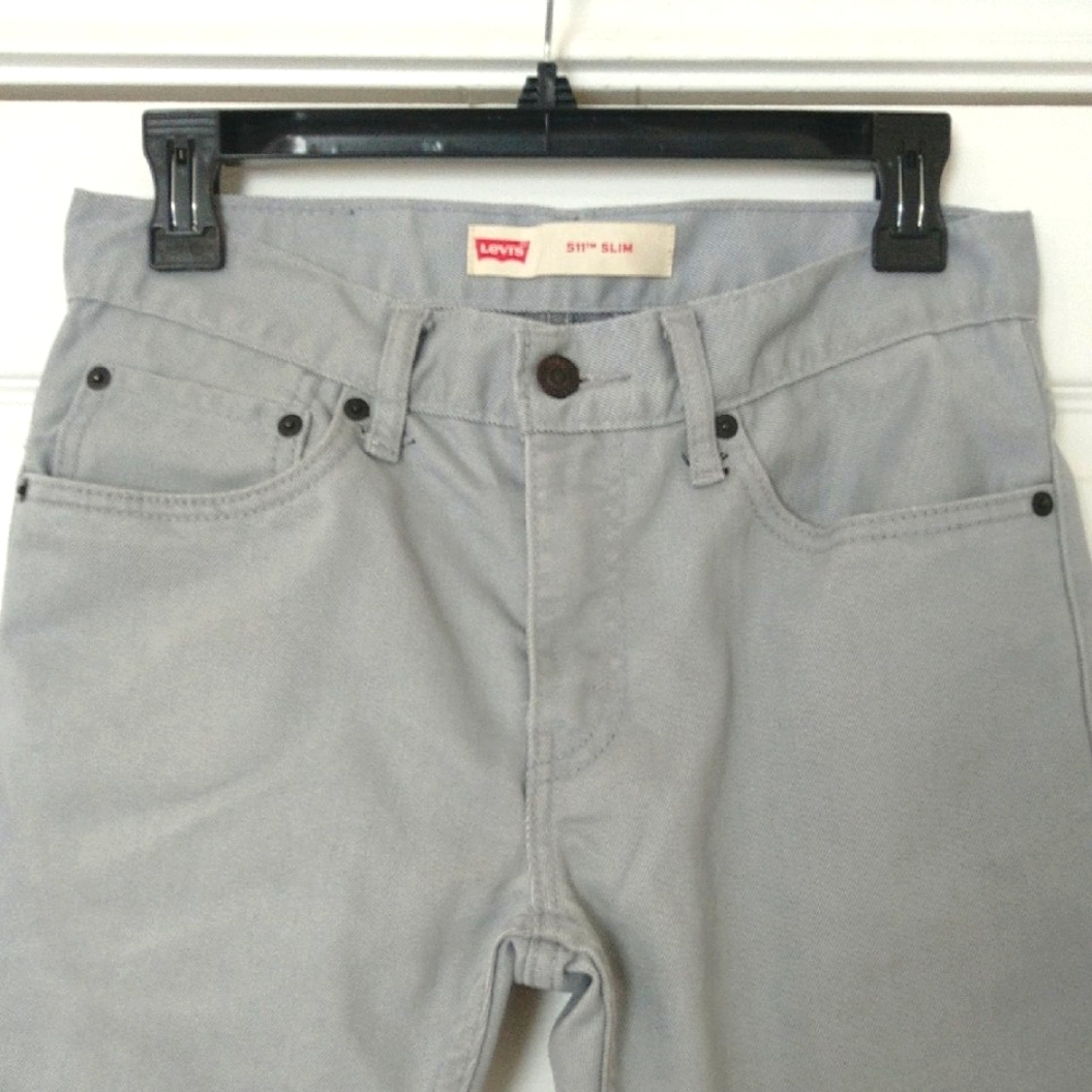 Levi's 511 Slim Fit Jeans 16 Regular Men Size W28 L28 Light Gray